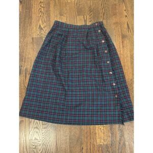 Vintage Koret Career Green/Red Plaid Wool Blend Skirt Women’s Sz 12 Made In USA!